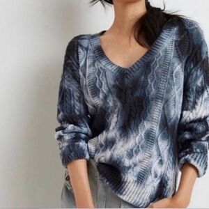 Anthropologie Pilcro Tie Dye chunky Cable Knit sweater EUC XL